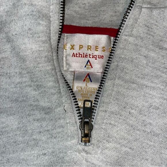 Vintage 90’s Express Athletique‎ Embroidered Sweatshirt 1/4 zip Pullover Paris L - Picture 4 of 5